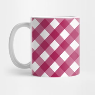 Cranberry Pink and White Check Gingham Plaid Mug